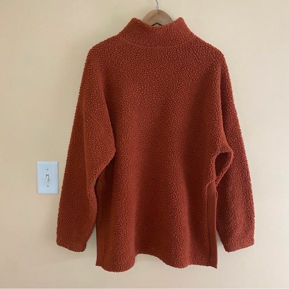 Old Navy Sherpa 1/4 Snap Pullover Sweatshirt Woman Large Brown Comfy Oversized - Picture 3 of 14